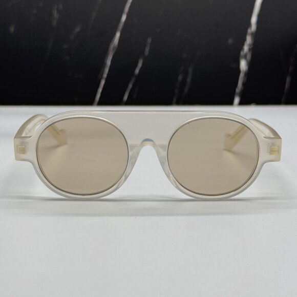 NEW LW40020F 21E LOEWE SUNGLASSES WHITE BROWN ROUND EYEWEAR LOEWE